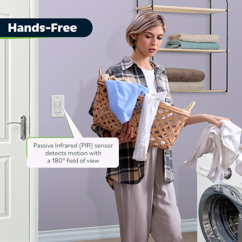 TOPGREENER TDOS5-HL-W-2PCS Motion Sensor Switch | Auto Occupancy/Vacancy, No Neutral or Ground Required, Single Pole