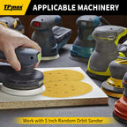 TPmax 100pcs 5in Sanding Discs Mixed Grits (60-320) | 8-Hole Hook & Loop for 125mm Orbital Sander