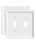 TREEWELL 2-Pack Double Toggle Light Switch Cover Plate – White, Bamboo Fiber, 2-Gang