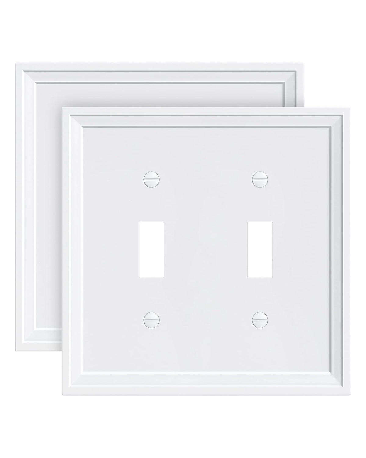 TREEWELL 2-Pack Double Toggle Light Switch Cover Plate – White, Bamboo Fiber, 2-Gang