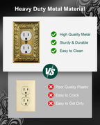 Treewell 4-Pack Paisley Pattern Antique Brass Duplex Outlet Covers | 1-Gang Wall Plates
