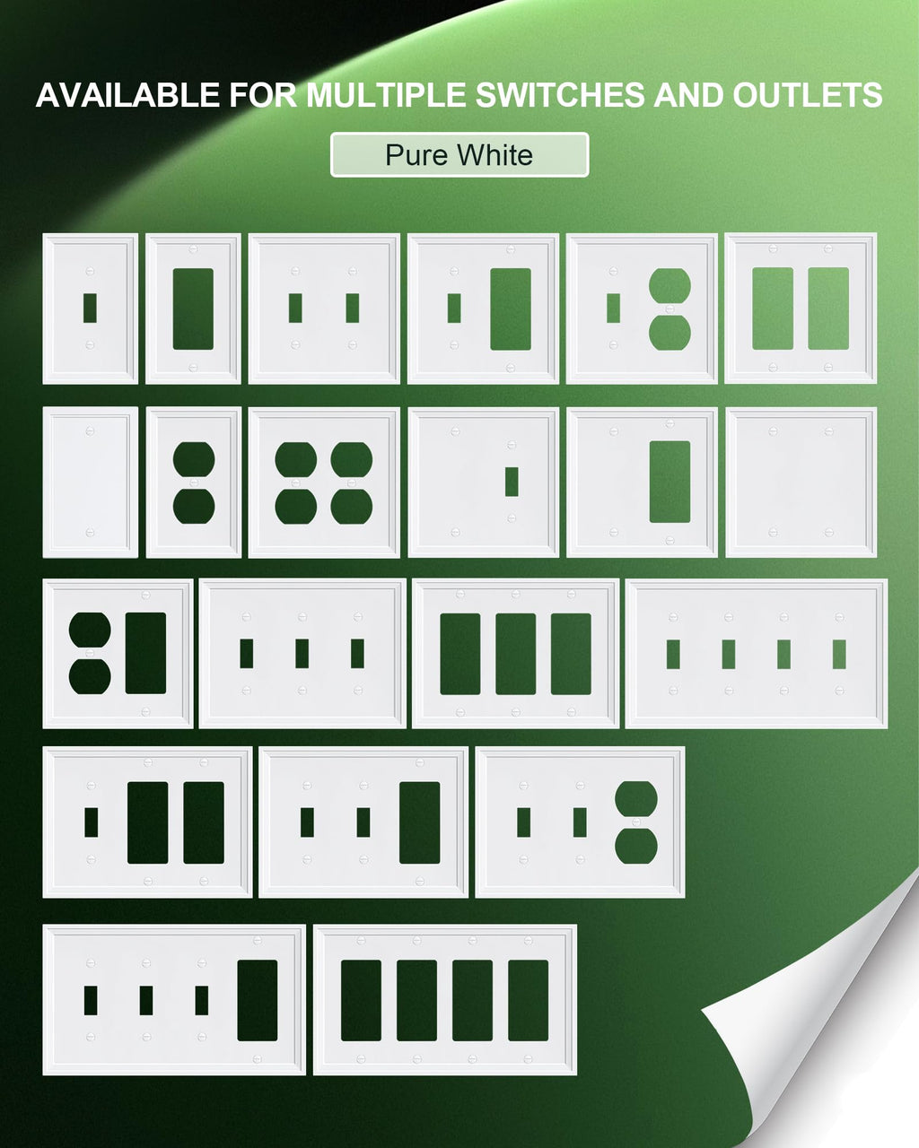 TREEWELL 2-Pack Double Toggle Light Switch Cover Plate – White, Bamboo Fiber, 2-Gang