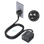 TROND 360° Rotating Flat Plug Extension Cord – 6ft, 3-Sided Grounded Outlets, 13A