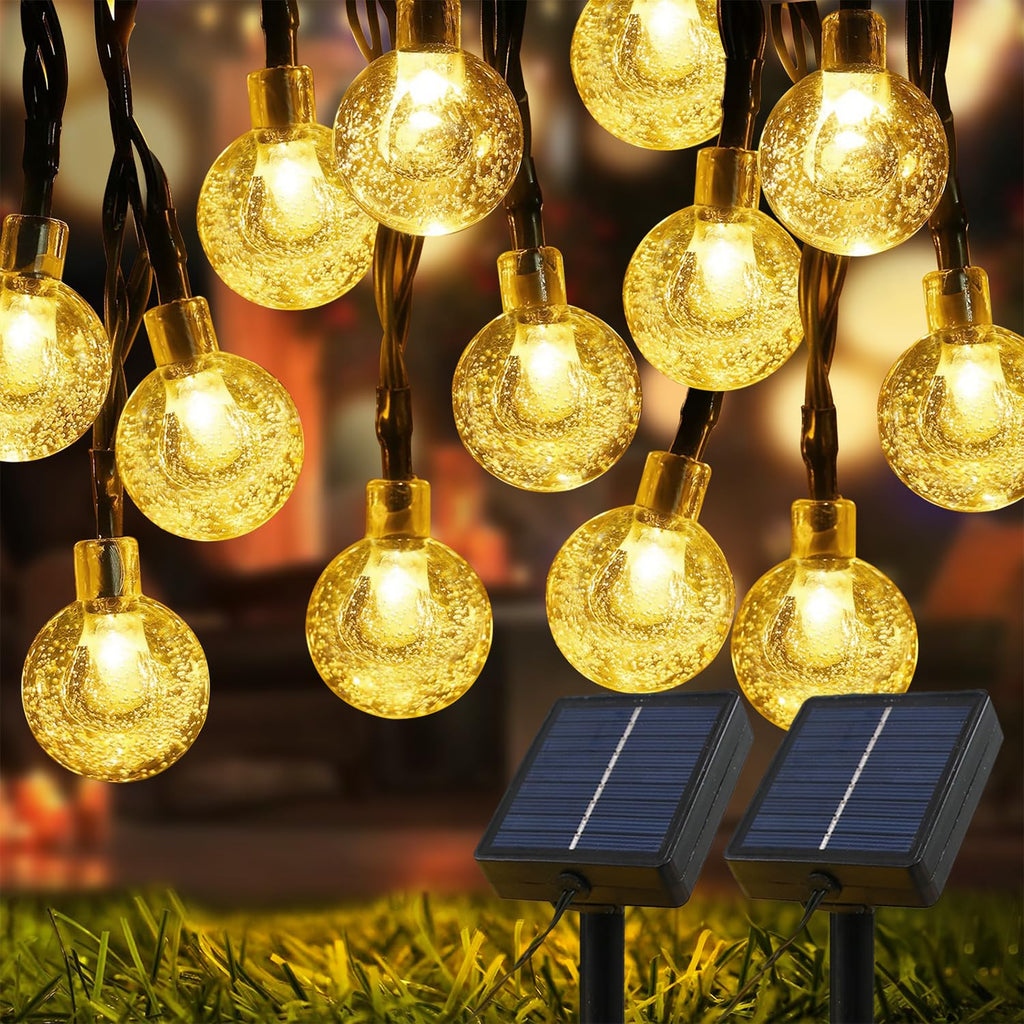 USOKYO Solar Lights Outdoor 2-Pack | 72ft, 120 LED, 8 Modes, Waterproof Crystal Globe