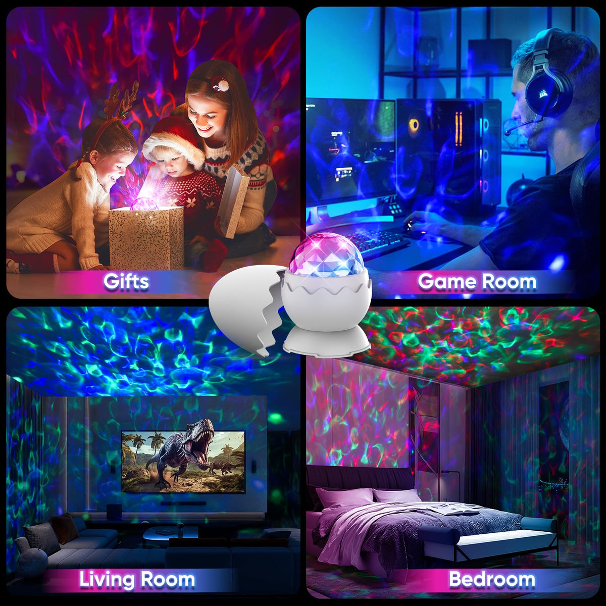 UweSmart Red Night Light & 2-in-1 Galaxy Projector — 670nm Red Light Therapy, 7 Color Modes, Remote, Timer
