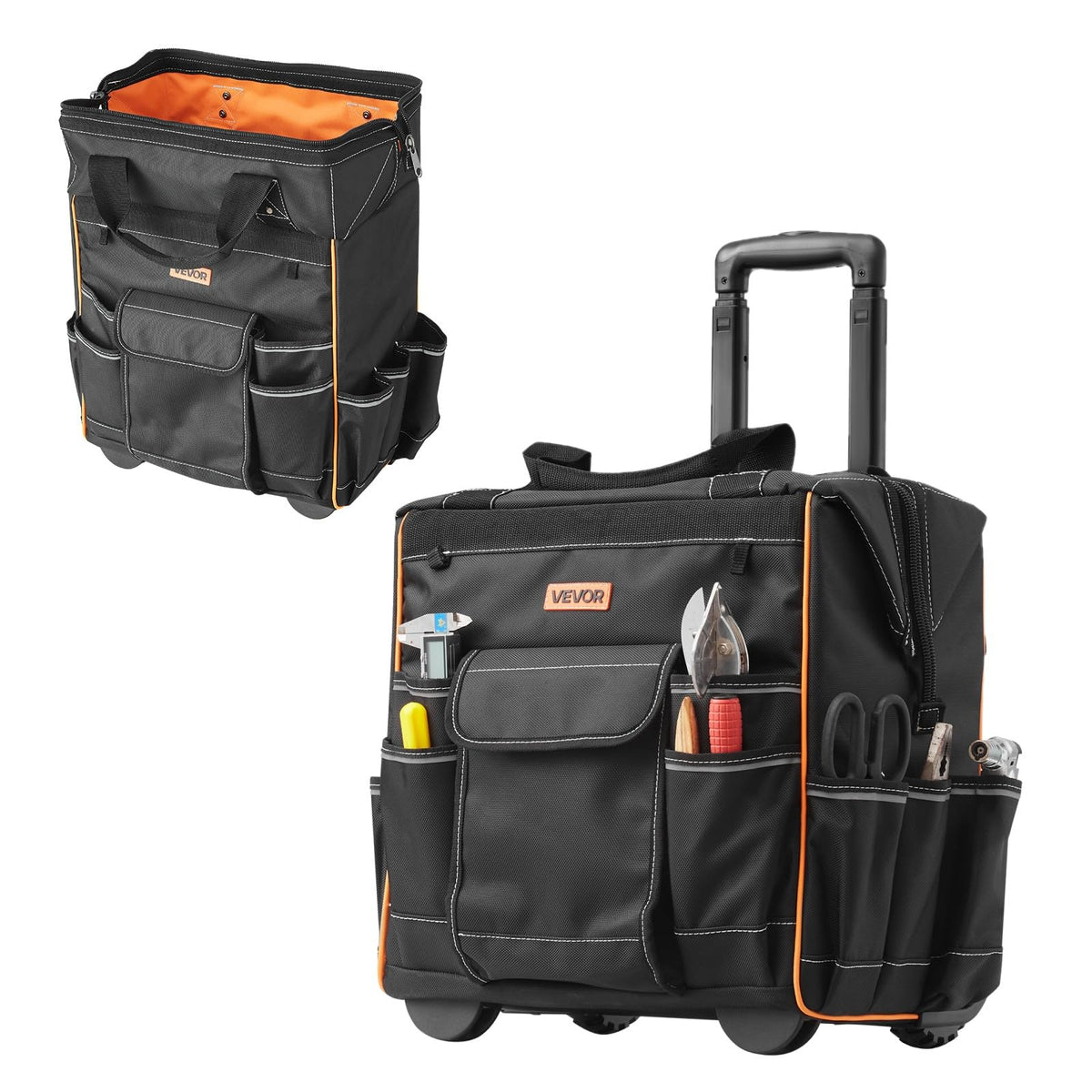 VEVOR 15-Inch Rolling Tool Bag on Wheels — 110 Lbs Capacity, 25 Pockets