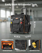 VEVOR 15-Inch Rolling Tool Bag on Wheels — 110 Lbs Capacity, 25 Pockets