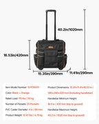 VEVOR 15-Inch Rolling Tool Bag on Wheels — 110 Lbs Capacity, 25 Pockets