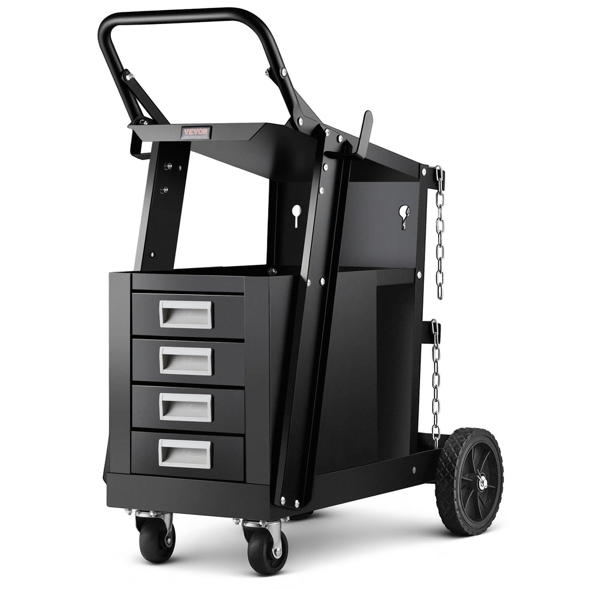 VEVOR Welding Cart – 2-Tier, 4 Drawers, 265 LBS Capacity, 360° Wheels, Tank Chains