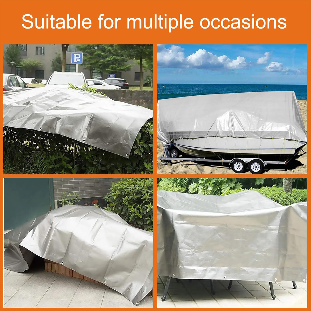 VHESS Tarps Heavy Duty Waterproof 8x10 | 10 Mil All-Weather Poly Tarp