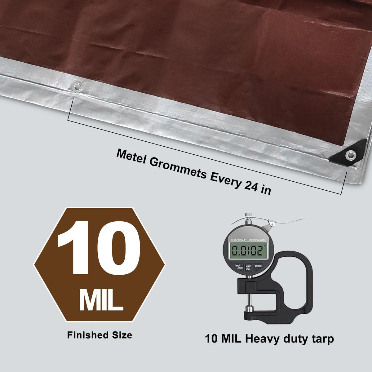 VHESS Tarps Heavy Duty Waterproof 8x10 | 10 Mil All-Weather Poly Tarp