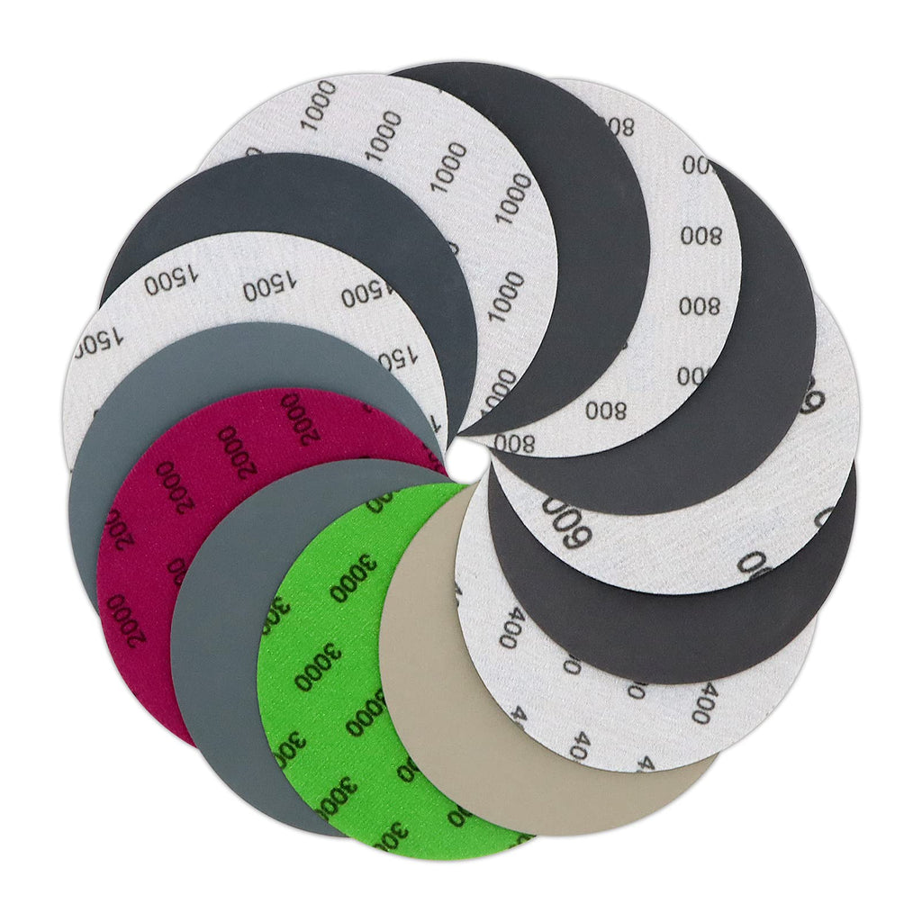 VIBRATITE 70-Piece 5in Wet/Dry Sanding Discs — 400–3000 Grits, Hook & Loop, for Wood & Automotive