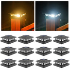 VOLISUN Solar Post Cap Lights – 12-Pack for 4x4/6x6 Posts | Black, IP44 Waterproof, 2 Color Modes