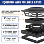 VOLISUN Solar Post Cap Lights – 12-Pack for 4x4/6x6 Posts | Black, IP44 Waterproof, 2 Color Modes