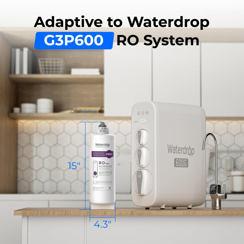 Waterdrop G3P600-RO Replacement Filter — 0.0001μm RO, 2-Year Lifespan for Undersink System