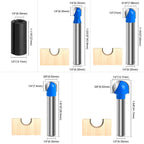 Wingsflee Core Box Router Bit Set (8 Pcs) - Solid Carbide 1/4in Shank, Round Nose Double Flute Bits for Grooves & Coves