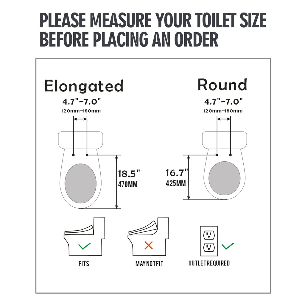 WLJBIDET Bidet Toilet Seat with Remote — Heated Water, Adjustable Wash, Drying & Night Light