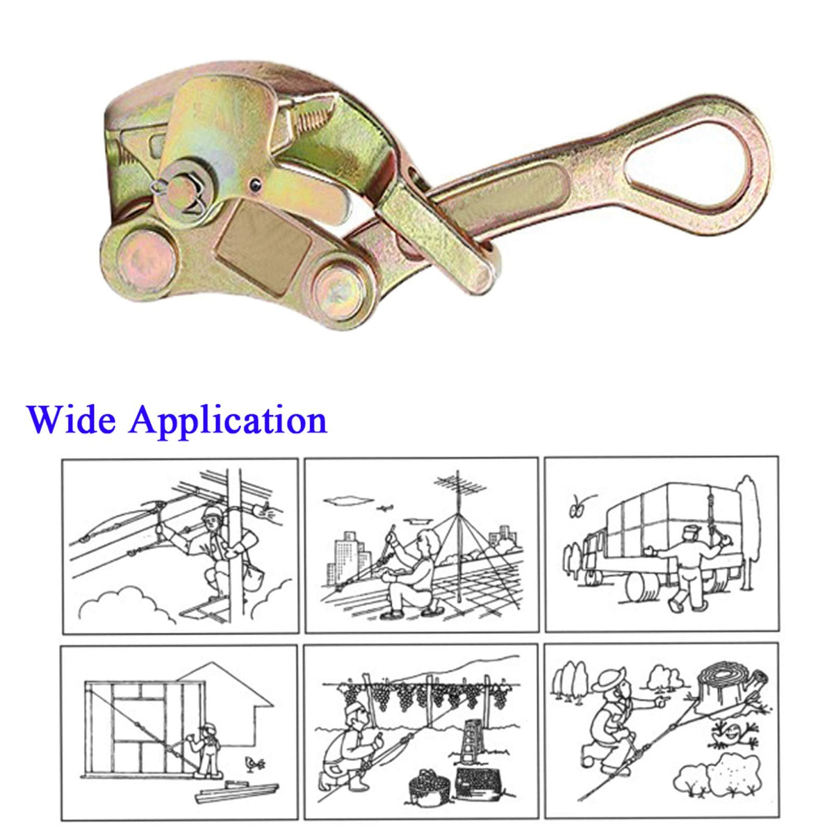 Wogoboo Cable Grip – 1 Ton Steel Wire Rope Puller for Tightening and Sag Reduction
