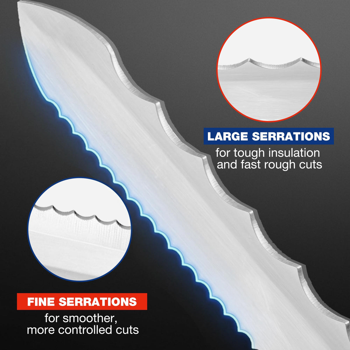 WORKPRO 11-Inch Insulation Knife - Stainless Steel Blade, Double-Sided Serrated Cutter