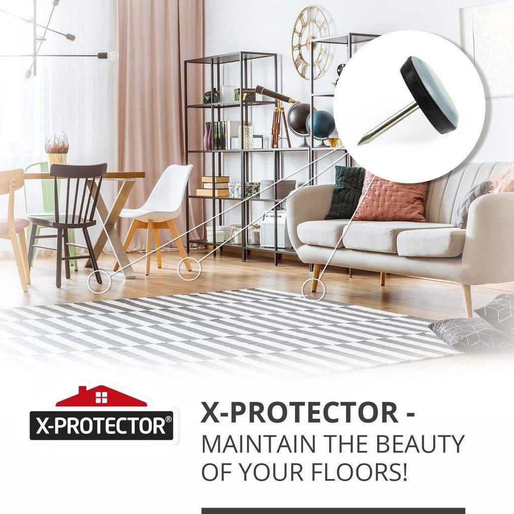 X-Protector Chair Glides – 1-inch Nail-On Sliders, 40 pcs, Grey Floor Protectors for Chairs