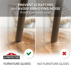 X-Protector Chair Glides – 1-inch Nail-On Sliders, 40 pcs, Grey Floor Protectors for Chairs