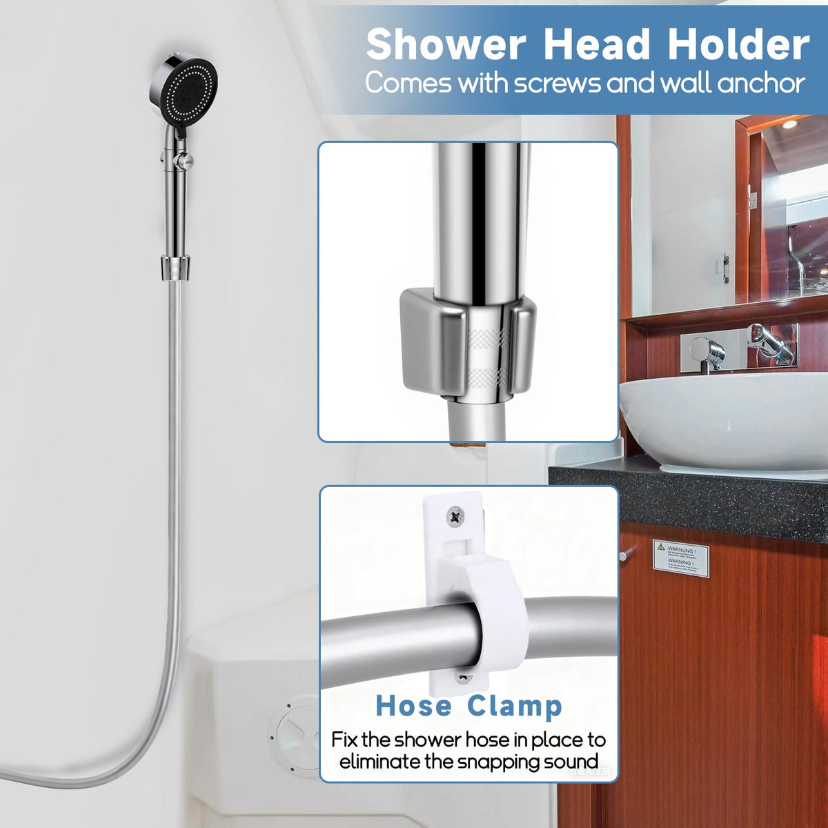 XFIRE-GEAR RV Shower Head with Hose – 5+1 Modes, On/Off, High Pressure, Water-Saving