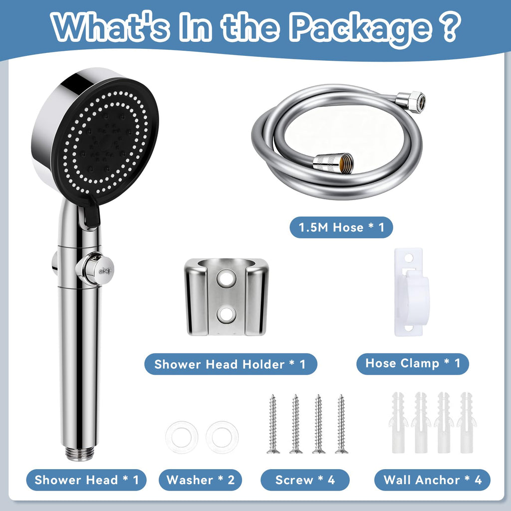 XFIRE-GEAR RV Shower Head with Hose – 5+1 Modes, On/Off, High Pressure, Water-Saving