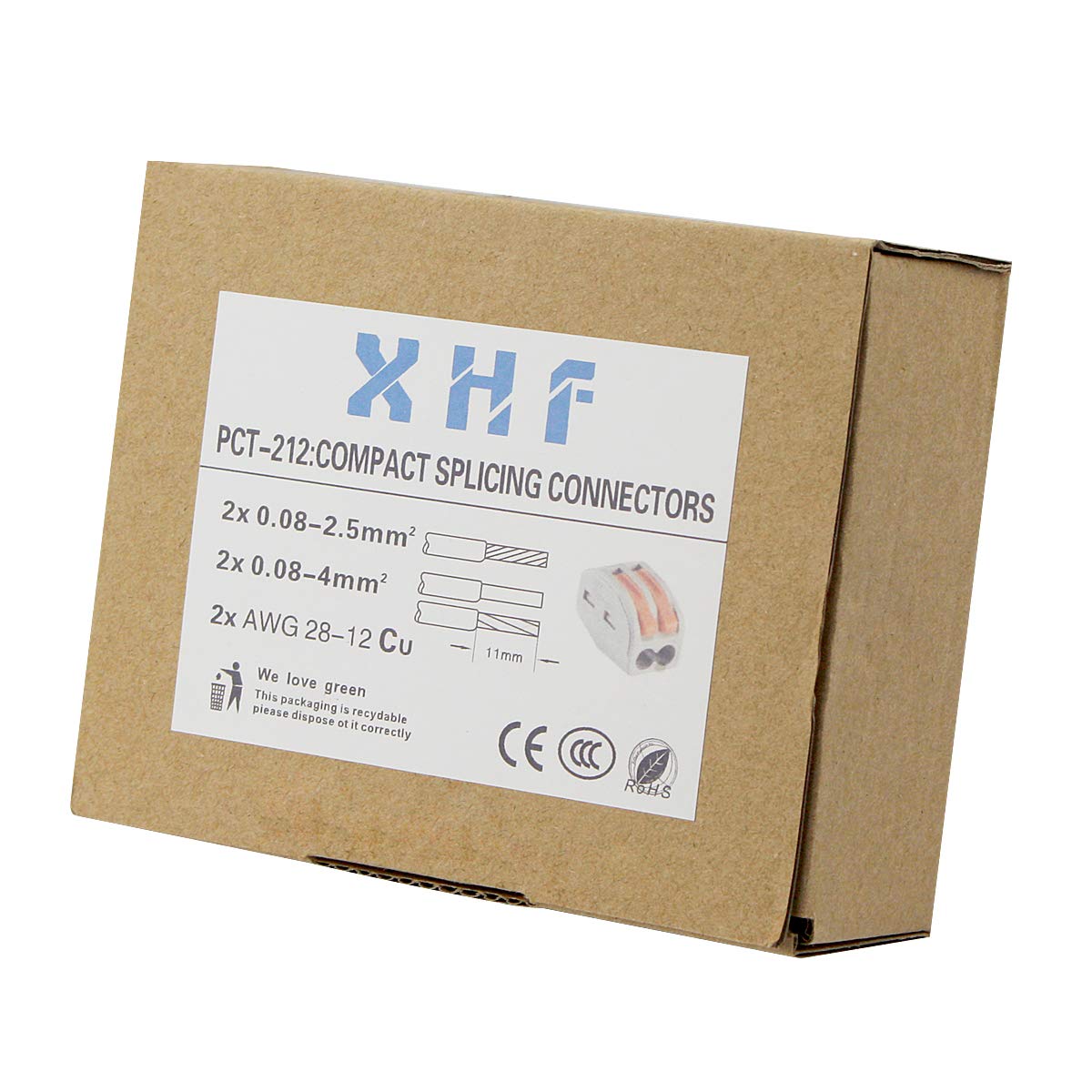 XHF2018 100 Pcs Lever Connectors Nuts 2-Conductor Quick Connect Terminal 28-12 AWG