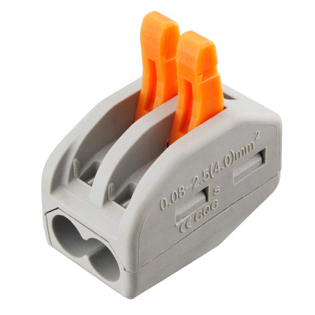XHF2018 100 Pcs Lever Connectors Nuts 2-Conductor Quick Connect Terminal 28-12 AWG