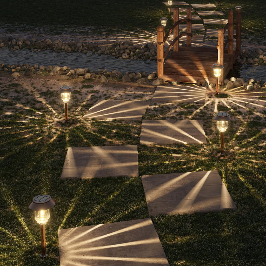 XMCOSY+ Solar Pathway Lights Outdoor - 6 Pack, Dimmable 10-40 LM, IP65 Waterproof Landscape Lighting