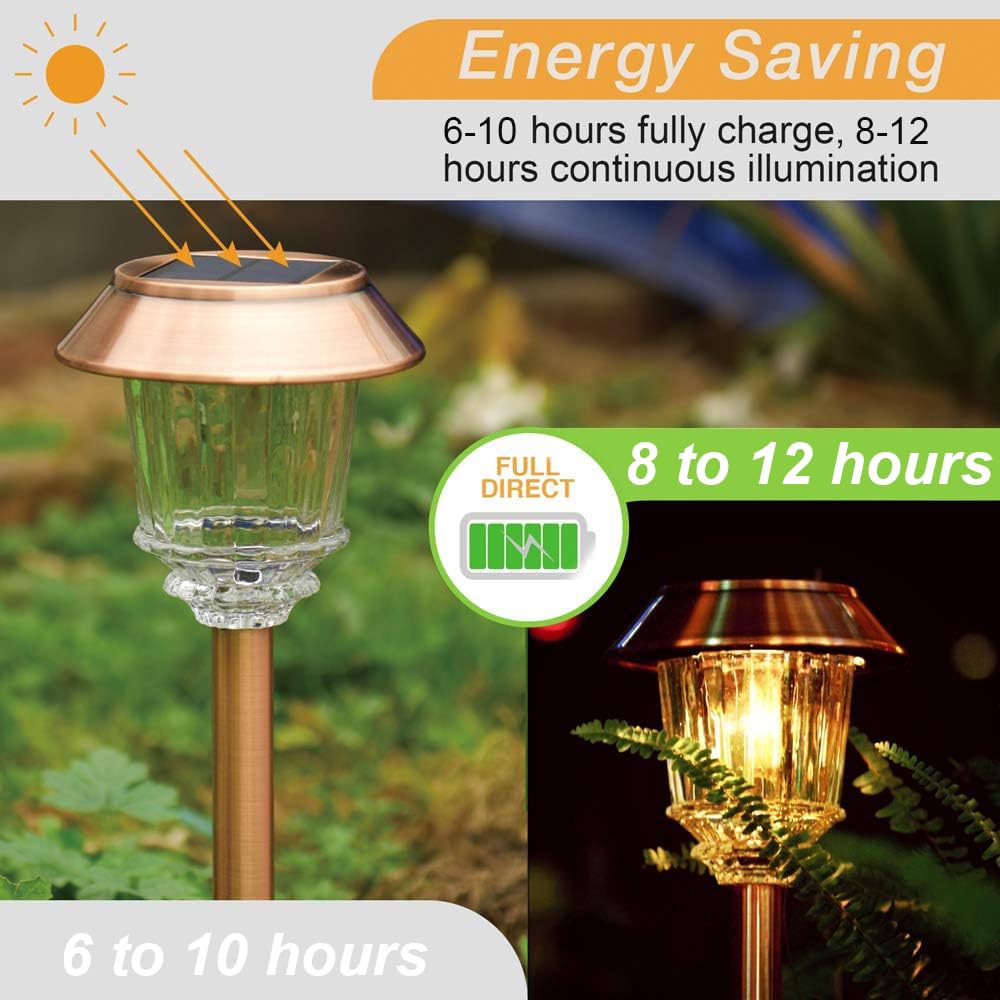 XMCOSY+ Solar Pathway Lights Outdoor - 6 Pack, Dimmable 10-40 LM, IP65 Waterproof Landscape Lighting