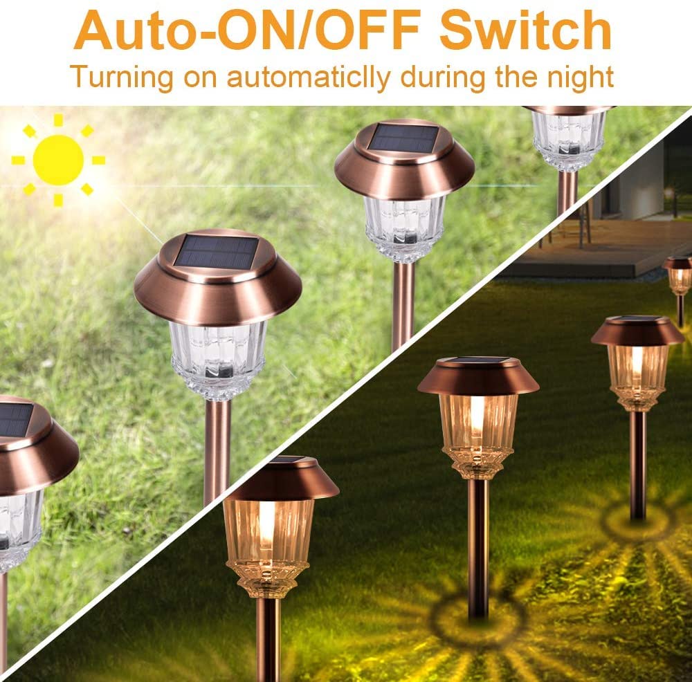 XMCOSY+ Solar Pathway Lights Outdoor - 6 Pack, Dimmable 10-40 LM, IP65 Waterproof Landscape Lighting