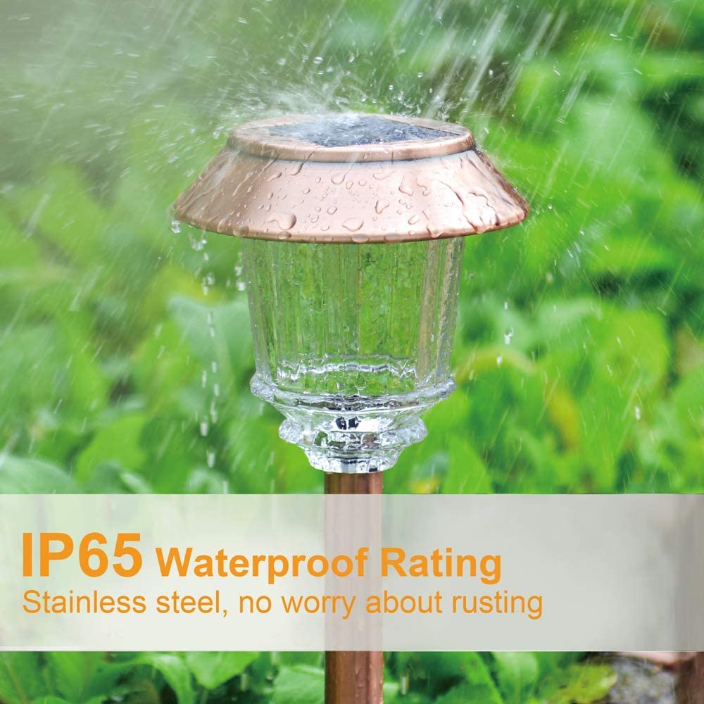 XMCOSY+ Solar Pathway Lights Outdoor - 6 Pack, Dimmable 10-40 LM, IP65 Waterproof Landscape Lighting
