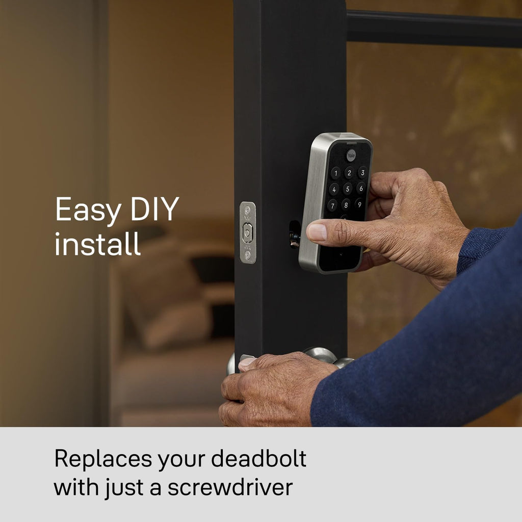 Yale Satin Nickel Code Keypad Deadbolt – Front Door Lock for Keyless Entry (YED210-NR-619)