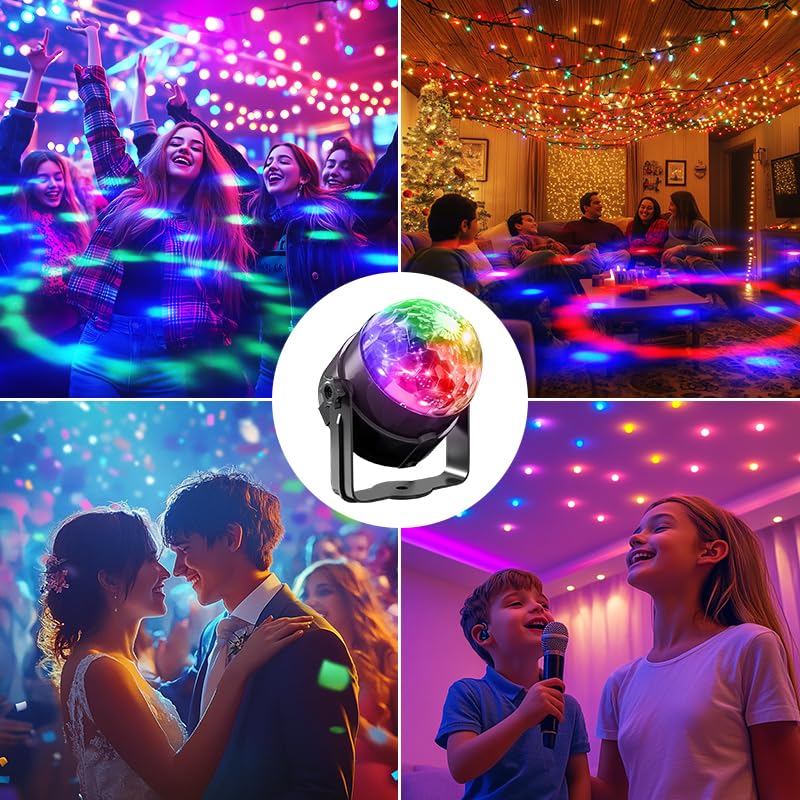 Yiixuyo Sound Activated Party Lights 3-Pack – Remote DJ Lighting & Disco Ball