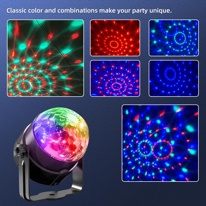 Yiixuyo Sound Activated Party Lights 3-Pack – Remote DJ Lighting & Disco Ball