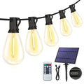 YLXS 25FT Solar String Lights with Remote — 11 Shatterproof S11 LEDs, 3 Modes, Dimmable, IP65 Outdoor