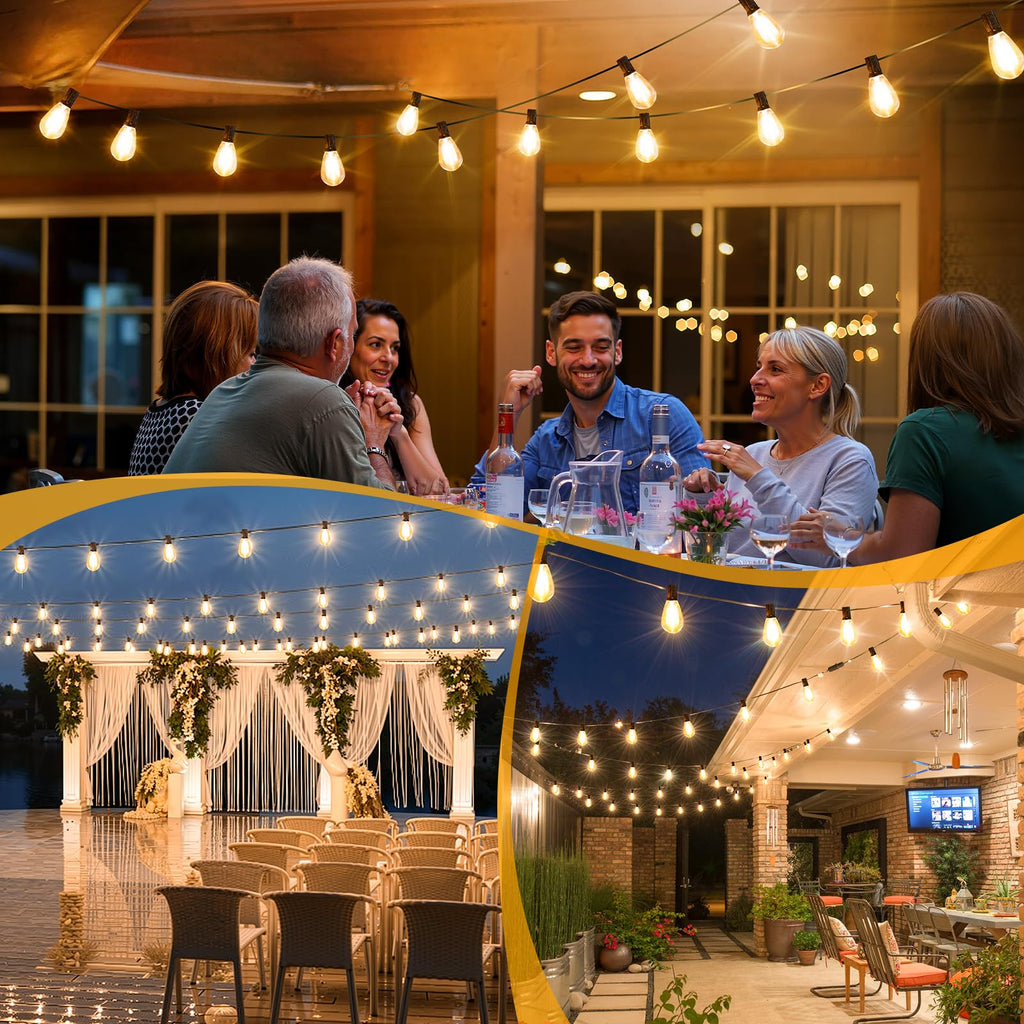 YLXS 25FT Solar String Lights with Remote — 11 Shatterproof S11 LEDs, 3 Modes, Dimmable, IP65 Outdoor
