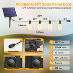 YLXS 25FT Solar String Lights with Remote — 11 Shatterproof S11 LEDs, 3 Modes, Dimmable, IP65 Outdoor