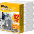 ZENOWICK 12-Pack Plastic Drop Cloth – 9x12 ft Tear-Resistant Painter's Plastic Sheeting