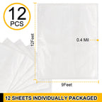 ZENOWICK 12-Pack Plastic Drop Cloth – 9x12 ft Tear-Resistant Painter's Plastic Sheeting