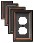 ZILLSEA Metal Wall Plates – Aged Bronze, 1 Duplex, 4 Pack | Decorative Switch Plates & Outlet Covers