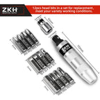 ZKH 1/2-inch CR-V Hand Impact Screwdriver with 12-Piece Bit Set – Reversible Manual Driver