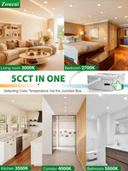 Zouzai 24-Pack 6-Inch Ultra-Thin LED Recessed Lights with Junction Box — 5CCT Adjustable Dimmable, ETL & Energy Star