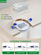 Zouzai 24-Pack 6-Inch Ultra-Thin LED Recessed Lights with Junction Box — 5CCT Adjustable Dimmable, ETL & Energy Star